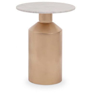 Orsina Amira White Carrara Marble Side Table with Gold Iron Base
