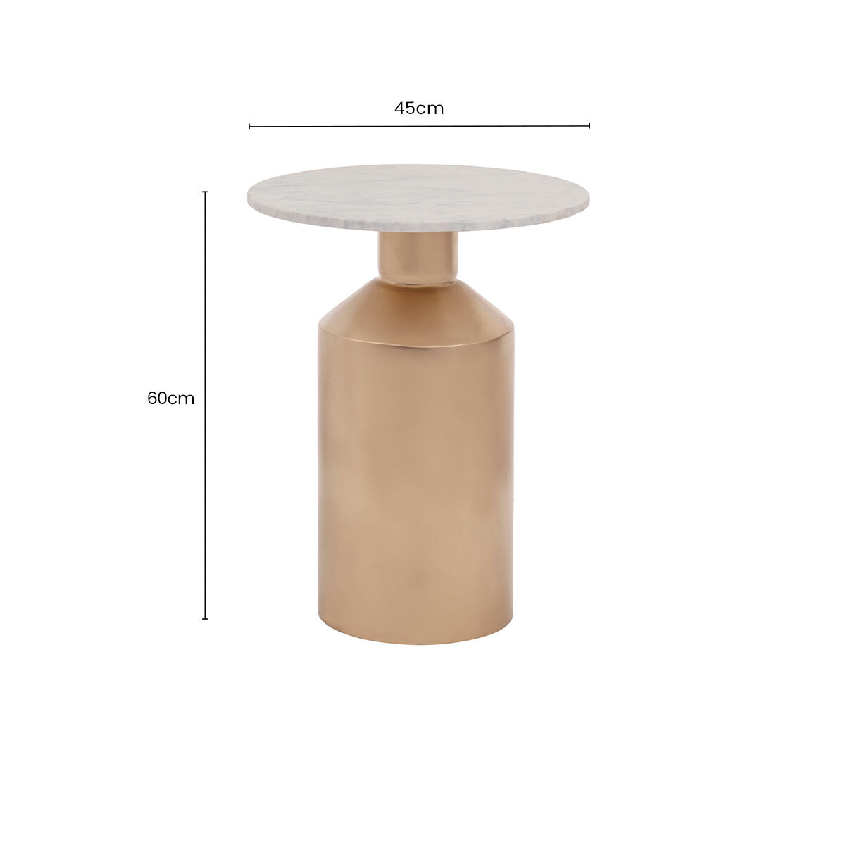 Orsina Amira White Carrara Marble Side Table with Gold Iron Base
