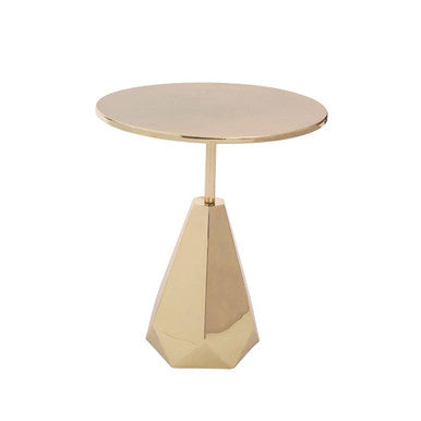 Orsina Amira Gold Side Table – Round Stainless Steel Geometric End Table