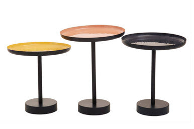 Orsina Amira Set of 3 Gold & Black Enamel Tray Tables | Iron Nesting