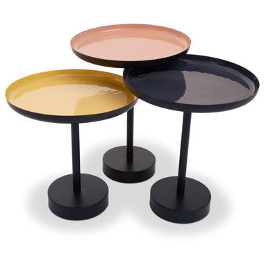 Orsina Amira Set of 3 Gold & Black Enamel Tray Tables | Iron Nesting