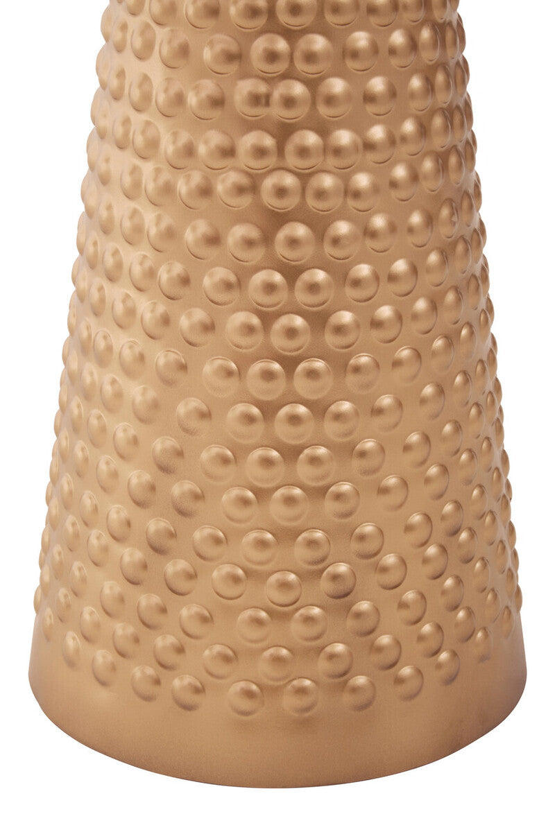 Orsina Amira Gold Side Table – White Round Metal Pedestal End Table