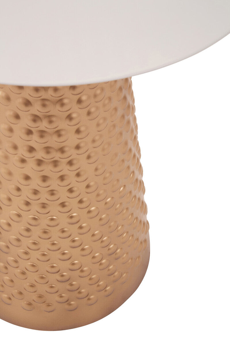 Orsina Amira Gold Side Table – White Round Metal Pedestal End Table