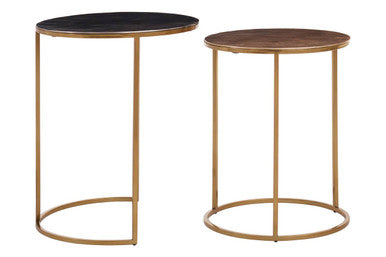 Orsina Amira Gold Nesting Side Tables - Set of 2 Metal Accent Tables