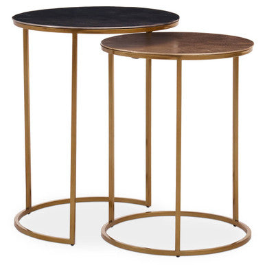 Orsina Amira Gold Nesting Side Tables - Set of 2 Metal Accent Tables