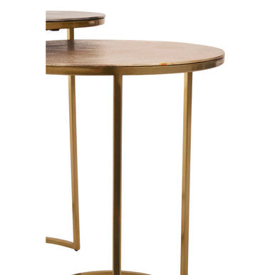Orsina Amira Gold Nesting Side Tables - Set of 2 Metal Accent Tables