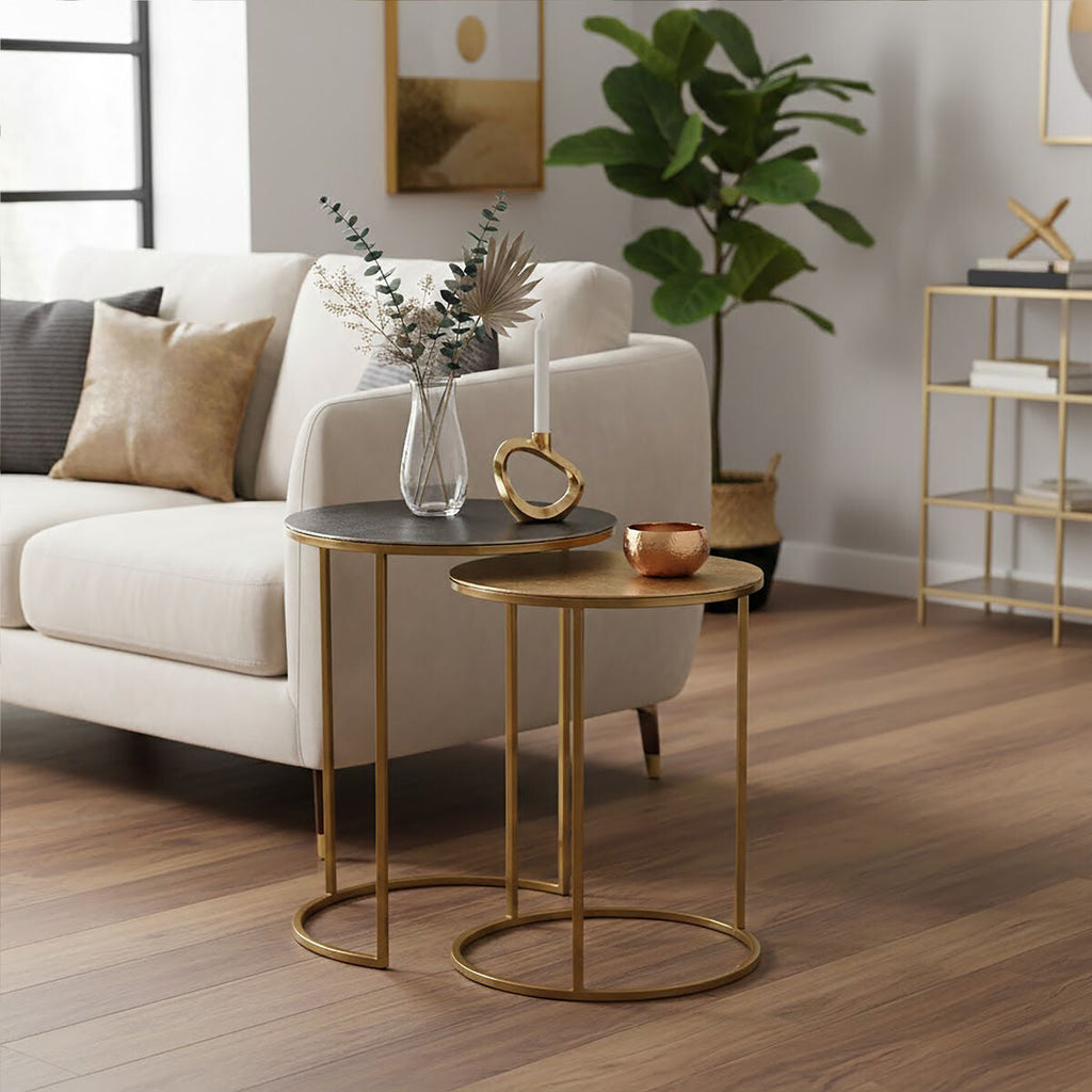 Orsina Amira Gold Nesting Side Tables - Set of 2 Metal Accent Tables