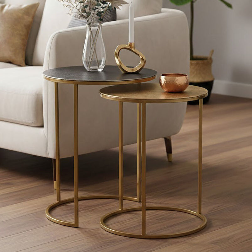Orsina Amira Gold Nesting Side Tables - Set of 2 Metal Accent Tables