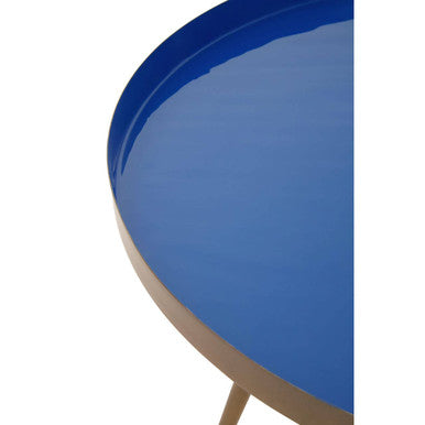 Orsina Amira Blue Enamel Nesting Side Tables | Gold Metal Frame