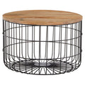 Orsina Pali Mango Wood Side Table – Black Metal Cage Base Accent