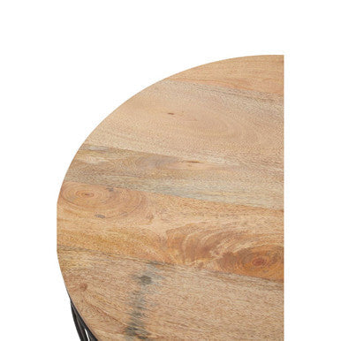Orsina Pali Mango Wood Side Table – Black Metal Cage Base Accent