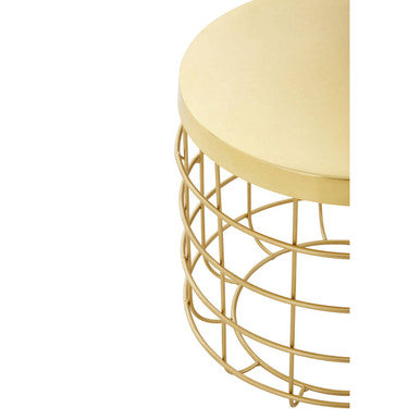 Orsina Pali Gold Side Table – Round Iron End Table with Caged Base