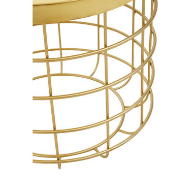 Orsina Pali Gold Side Table – Round Iron End Table with Caged Base