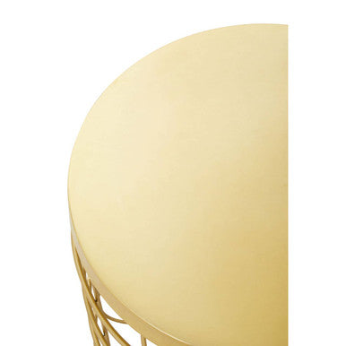 Orsina Pali Gold Side Table – Round Iron End Table with Caged Base