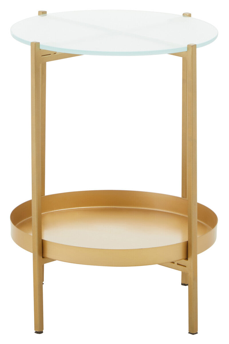 Orsina Pali Gold Iron and Glass Two-Tier Side Table | Modern End Table