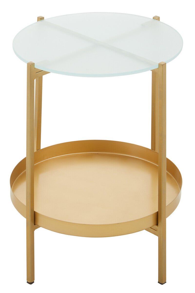 Orsina Pali Gold Iron and Glass Two-Tier Side Table | Modern End Table