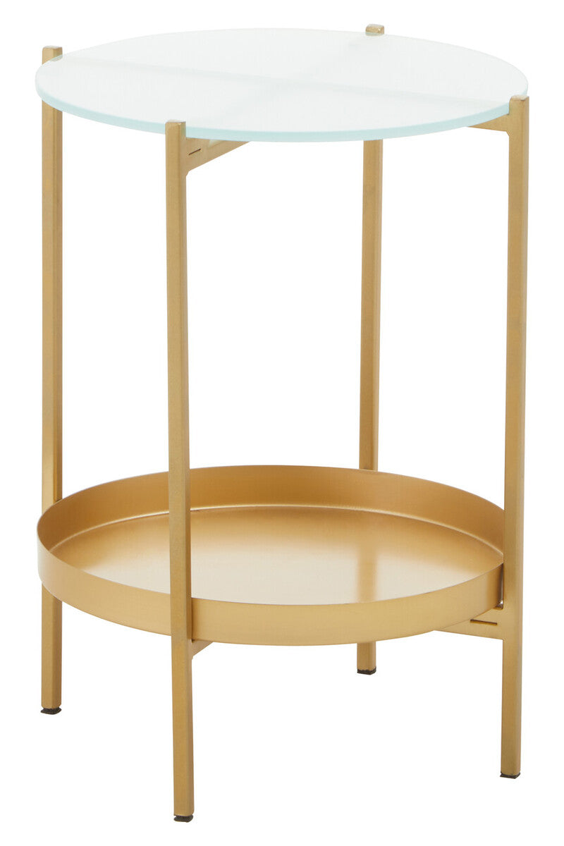Orsina Pali Gold Iron and Glass Two-Tier Side Table | Modern End Table