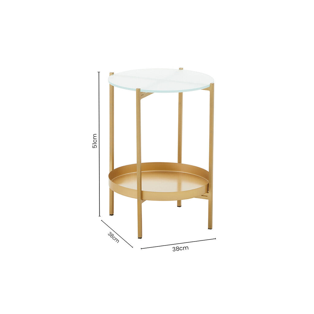 Orsina Pali Gold Iron and Glass Two-Tier Side Table | Modern End Table