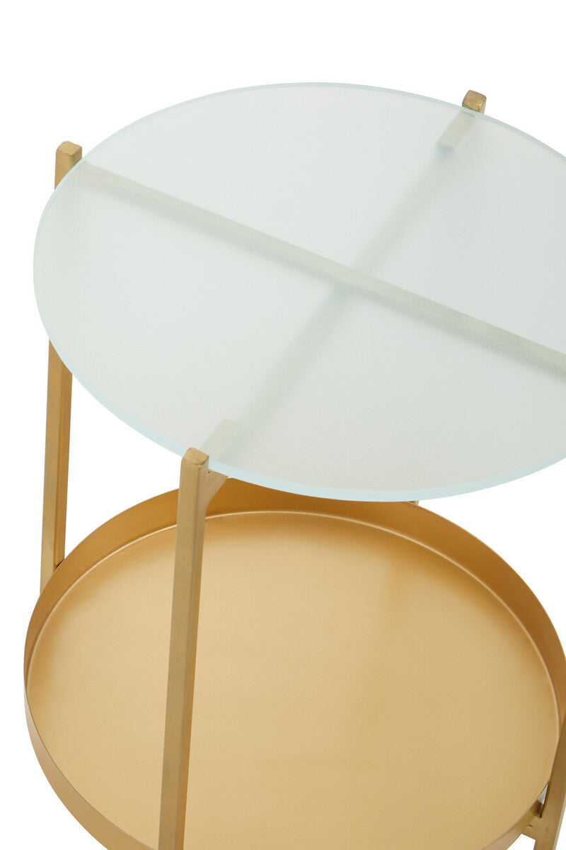 Orsina Pali Gold Iron and Glass Two-Tier Side Table | Modern End Table