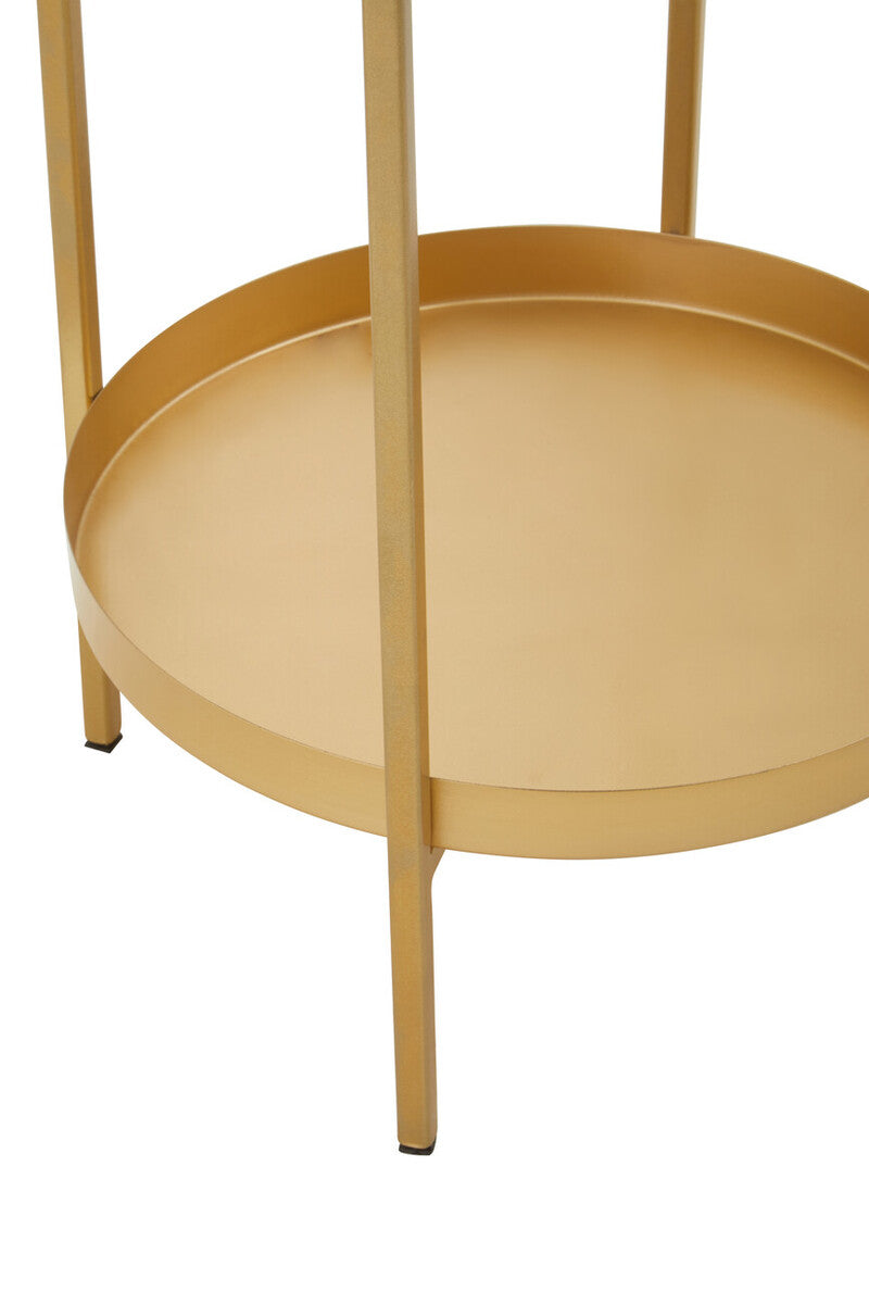 Orsina Pali Gold Iron and Glass Two-Tier Side Table | Modern End Table