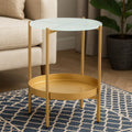 Orsina Pali Gold Iron and Glass Two-Tier Side Table | Modern End Table