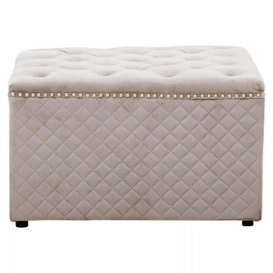 Orsina Zamora Square Mink Velvet Ottoman – Tufted Luxury Footstool