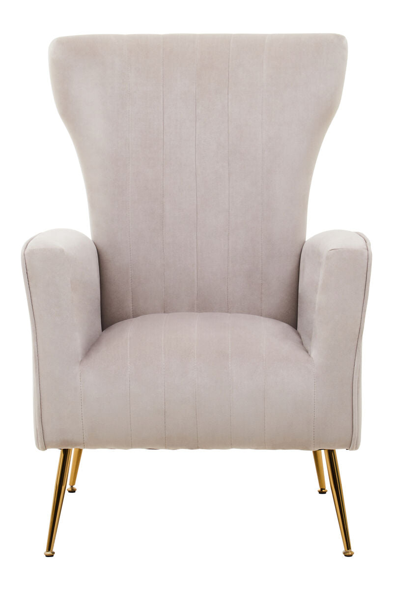 Orsina Zamora Mink Velvet Accent Chair | Gold Finish Legs