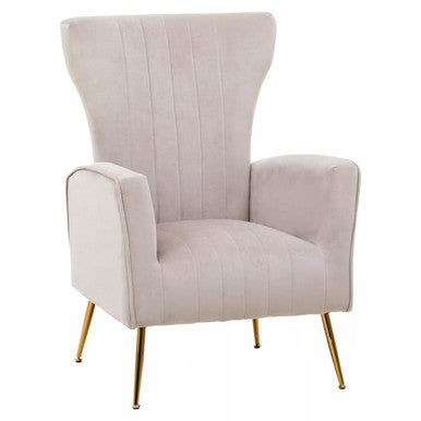 Orsina Zamora Mink Velvet Accent Chair | Gold Finish Legs