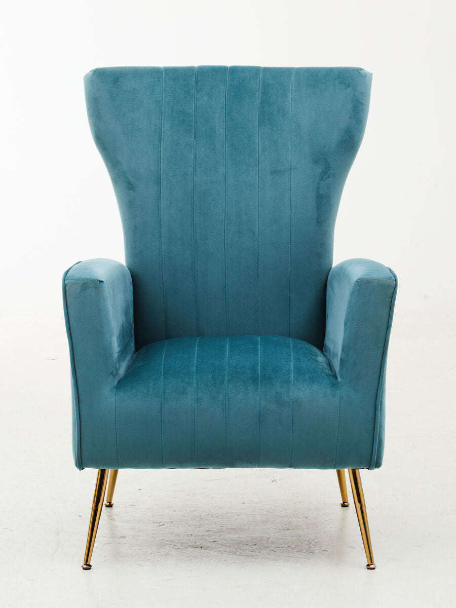 Orsina Zamora Green Velvet Accent Chair | Gold Legs & Channel Tufting