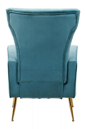 Orsina Zamora Green Velvet Accent Chair | Gold Legs & Channel Tufting
