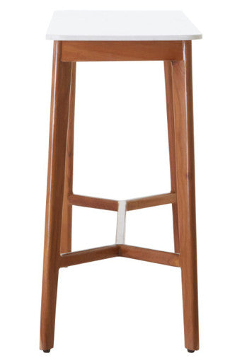 Orsina Myan White Marble and Acacia Wood Slim Entryway Console Table