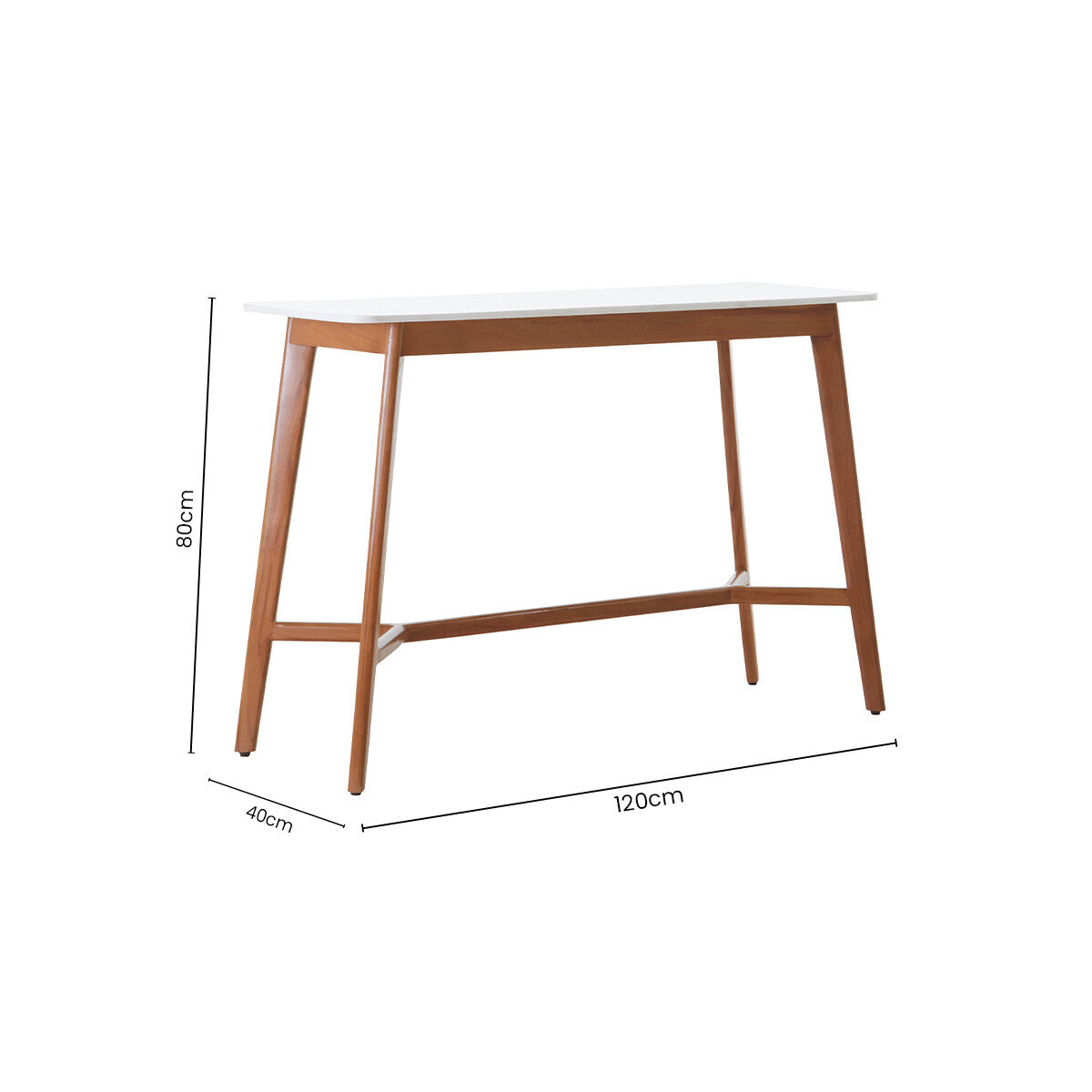 Orsina Myan White Marble and Acacia Wood Slim Entryway Console Table