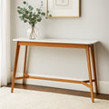 Orsina Myan White Marble and Acacia Wood Slim Entryway Console Table