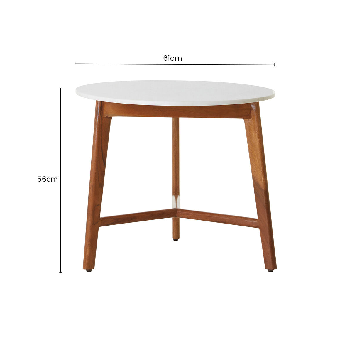 Orsina Myan Round White Marble Side Table with Acacia Wood Base