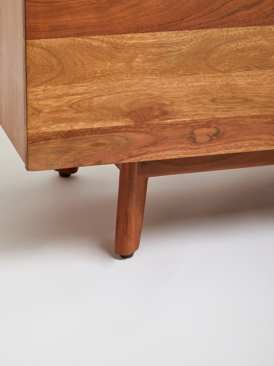 Orsina Myan Media Unit – Acacia Wood and White Marble TV Stand