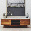 Orsina Myan Media Unit – Acacia Wood and White Marble TV Stand