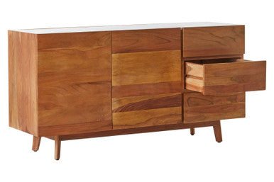 Orsina Myan 3-Drawer Sideboard – Acacia Wood & White Marble Buffet