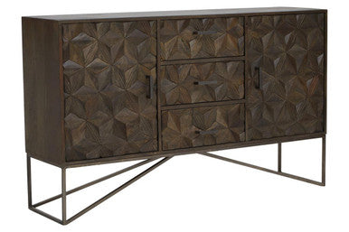 Orsina Solana Sideboard – Grey Washed Carved Mango Wood Storage