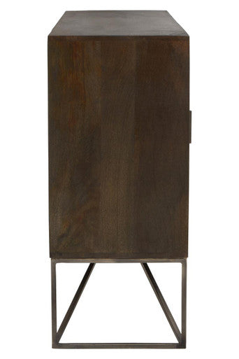 Orsina Solana Sideboard – Grey Washed Carved Mango Wood Storage