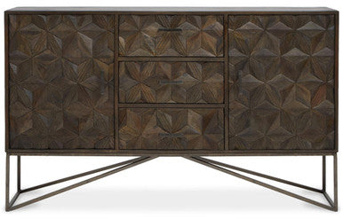 Orsina Solana Sideboard – Grey Washed Carved Mango Wood Storage