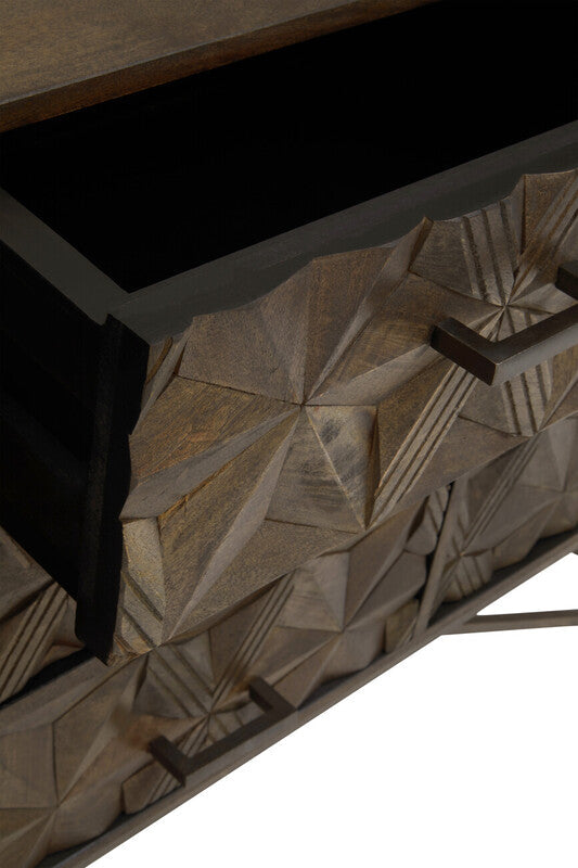 Orsina Solana Sideboard – Grey Washed Carved Mango Wood Storage