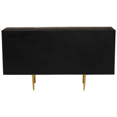 Orsina Sipari 4-Door Mango Wood Sideboard – Geometric Buffet Cabinet