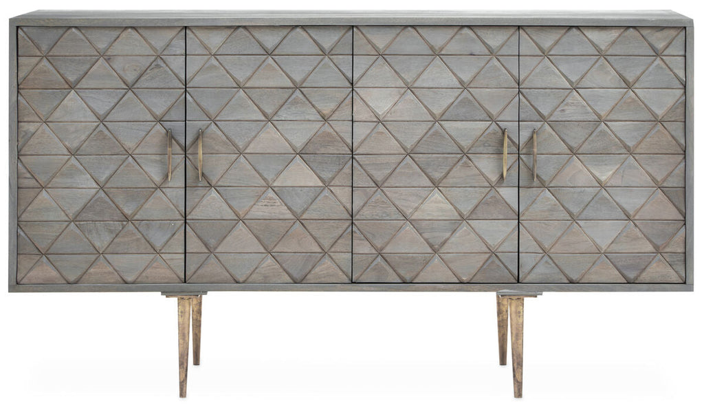 Orsina Siro 4-Door Mango Wood Sideboard – Grey with Gold Legs