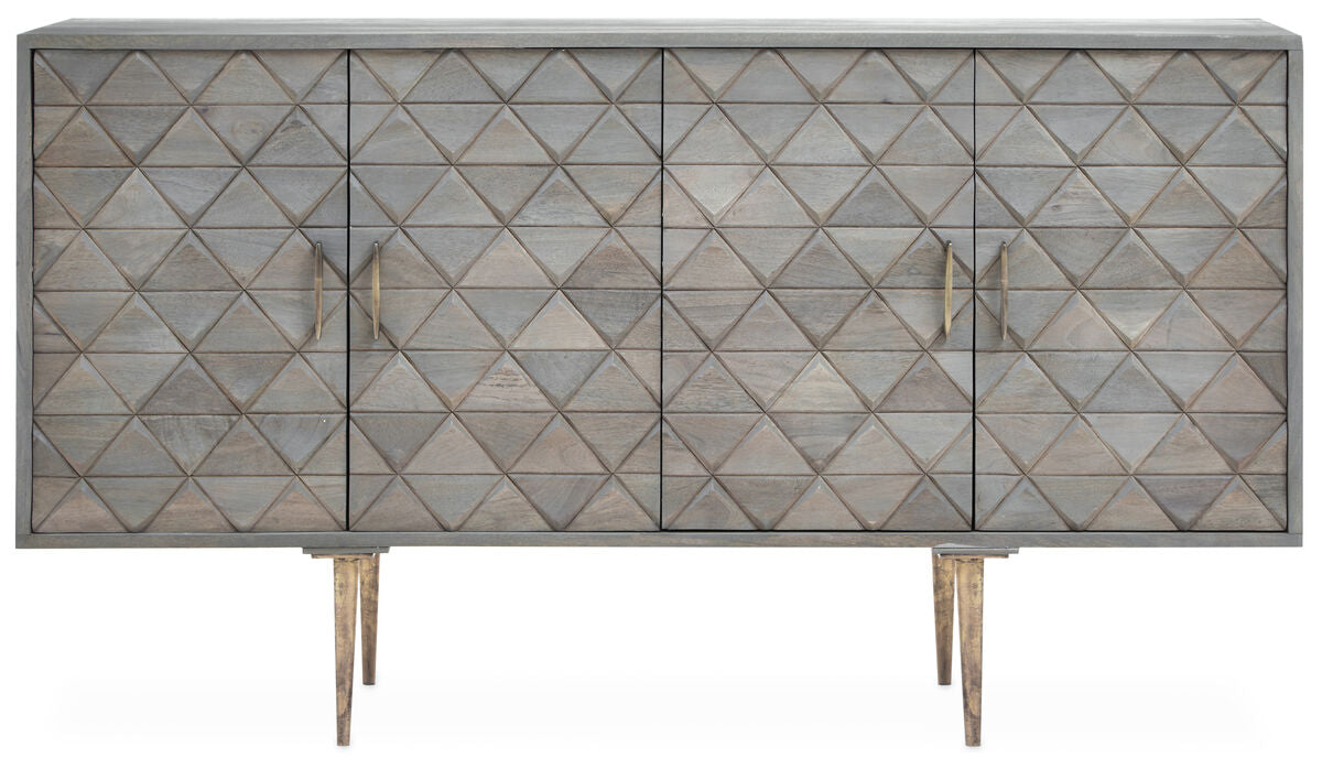 Orsina Siro 4-Door Mango Wood Sideboard – Grey with Gold Legs