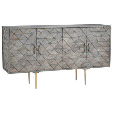 Orsina Siro 4-Door Mango Wood Sideboard – Grey with Gold Legs
