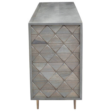 Orsina Siro 4-Door Mango Wood Sideboard – Grey with Gold Legs