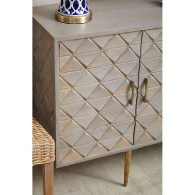 Orsina Siro 4-Door Mango Wood Sideboard – Grey with Gold Legs