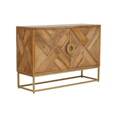 Orsina Sedea Sideboard – Mid-Century Mango Wood & Gold Storage Cabinet