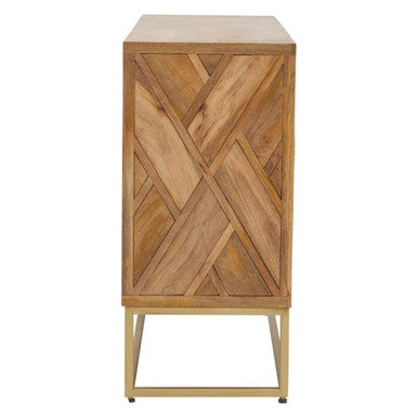 Orsina Sedea Sideboard – Mid-Century Mango Wood & Gold Storage Cabinet
