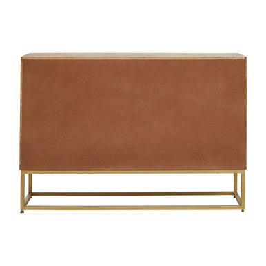 Orsina Sedea Sideboard – Mid-Century Mango Wood & Gold Storage Cabinet